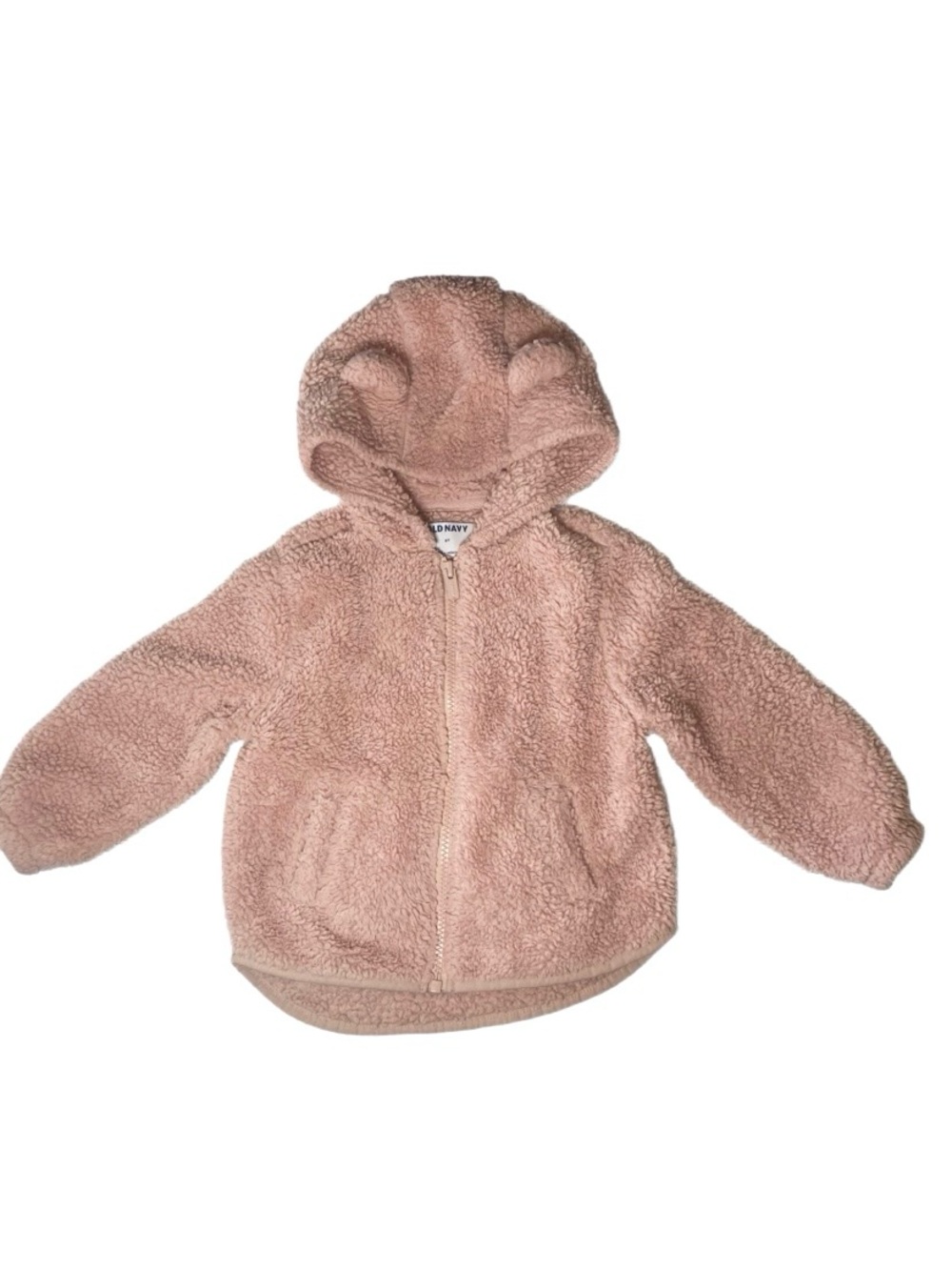 Old Navy Dusty Rose Teddy Hooded Zip-Up Jacket Size 2T